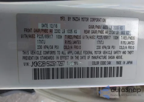 2016 Mazda Cx-5 Sport from USA, damaged, VIN JM3KE2BY5G0917297